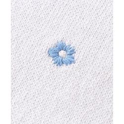 Babyhug Knitted Winter Wear Dungaree Style Romper Floral Embroidery - Blue & White
