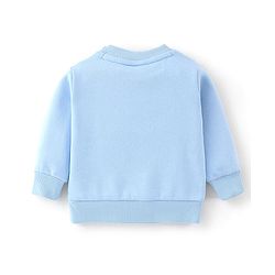 Babyhug Knitted Winter Wear Dungaree Style Romper Floral Embroidery - Blue & White
