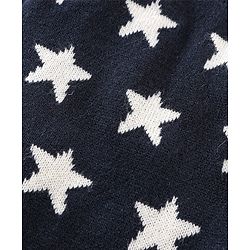 Babyhug Knit Full Sleeves Winter Wear Star Printed Romper - Navy Blue