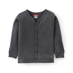 Babyhug Thermal Full Sleeves Solid Front Open Vest - Dark Grey