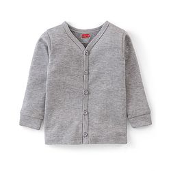 Babyhug Thermal Full Sleeves Solid Front Open Vest - Light Grey