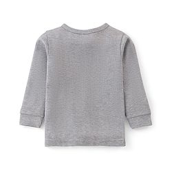 Babyhug Thermal Full Sleeves Solid Front Open Vest - Light Grey