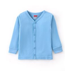 Babyhug Thermal Full Sleeves Solid Front Open Vest - Dark Blue