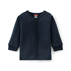 Babyhug Thermal Full Sleeves Solid Front Open Vest - Dark Navy