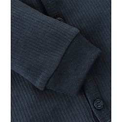 Babyhug Thermal Full Sleeves Solid Front Open Vest - Dark Navy