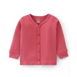 Babyhug Thermal Full Sleeves Solid Front Open Vest - Coral