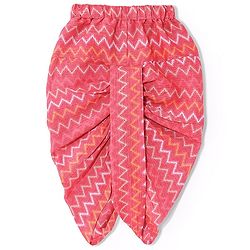 Babyhug 100% Cotton Full Sleeves Printed Kurta & Dhoti Set With Embroidery- Coral