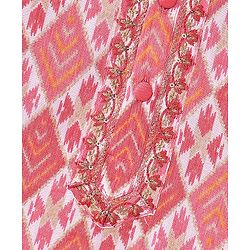 Babyhug 100% Cotton Full Sleeves Printed Kurta & Dhoti Set With Embroidery- Coral