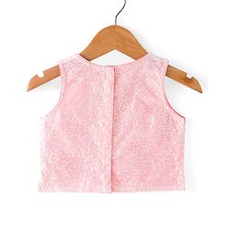Babyhug Sleeveless Sequined Embroidered Choli Lehenga and Dupatta Set - Pink & White