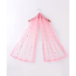 Babyhug Sleeveless Sequined Embroidered Choli Lehenga and Dupatta Set - Pink & White