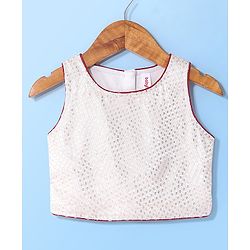 Babyhug Sleeveless Sequenced Choli With Brocade Printed Lehenga And Dupatta- Red & Off White