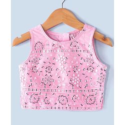 Babyhug Sleeveless Sequenced Embroidered Choli Lehenga and Dupatta Set - Pink
