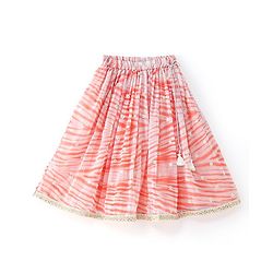 Babyhug Sleeveless Embrodered Choli with Laheriya Sequenced Lehenga and Dupatta Set - Orange