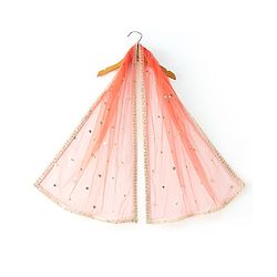 Babyhug Sleeveless Embrodered Choli with Laheriya Sequenced Lehenga and Dupatta Set - Orange