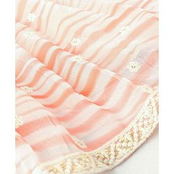 Babyhug Sleeveless Embrodered Choli with Laheriya Sequenced Lehenga and Dupatta Set - Orange