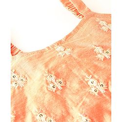 Babyhug Sleeveless Embrodered Choli with Laheriya Sequenced Lehenga and Dupatta Set - Orange