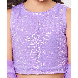 Babyhug Sleeveless Sequined Embroidered Choli with Lehenga and Dupatta  - Lavender