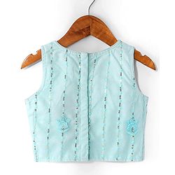 Babyhug Sleeveless Sequenced Embroidered Choli With Lehenga And Dupatta Set- Aqua