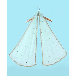 Babyhug Sleeveless Sequenced Embroidered Choli With Lehenga And Dupatta Set- Aqua