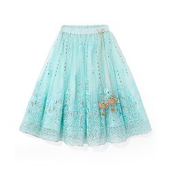 Babyhug Sleeveless Sequenced Embroidered Choli With Lehenga And Dupatta Set- Aqua