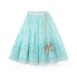 Babyhug Sleeveless Sequenced Embroidered Choli With Lehenga And Dupatta Set- Aqua
