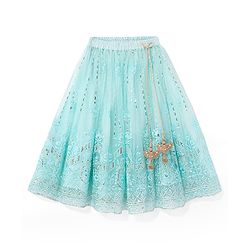 Babyhug Sleeveless Sequenced Embroidered Choli With Lehenga And Dupatta Set- Aqua