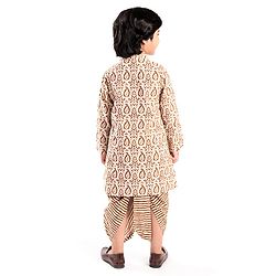 Babyhug 100% Cambric Full Sleeve Printed Dhoti Kurta Set - Beige