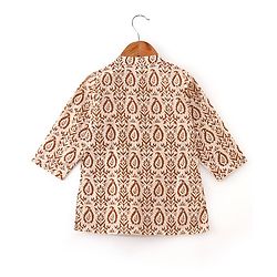 Babyhug 100% Cambric Full Sleeve Printed Dhoti Kurta Set - Beige