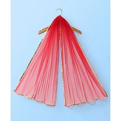 Babyhug Half Sleeves Chanderi Butti Kurti With Salwar & Net Dupatta- Ivory & Red
