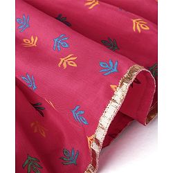 Babyhug Three Fourth Sleeves Printed Kurti With Pant & Net Sequenced Net Dupatta- Red