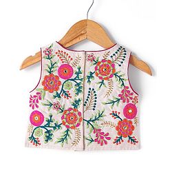 Babyhug Sleeveless Embrodered Choli with Foil Printed Pleated Lehenga and Dupatta - Fuschia