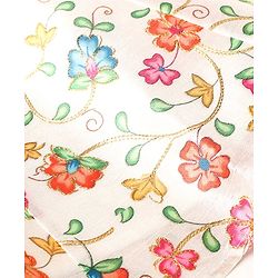 Babyhug Sleeveless Floral Printed & Embroidered Choli With Lehenga And Dupatta- White Blue & Pink