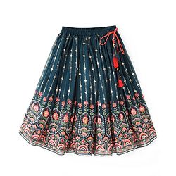 Babyhug Sleeveless Embroidered Choli Lehenga and Dupatta Set - Teal Blue
