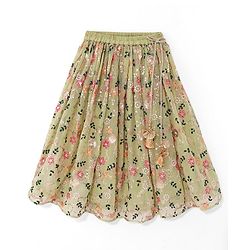 Babyhug Sleeveless Choli with Lehenga and Dupatta Floral Print & Embroidery - Lime