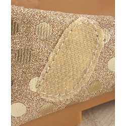 Cute Walk by Babyhug Front Strap Closure Bellies with Butterfly Applique and Foil Work - Golden