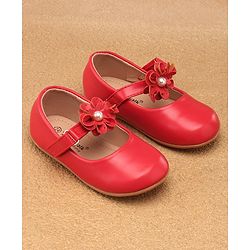 Cute Walk by Babyhug Slip On Bellies with Velcro Closure - Red
