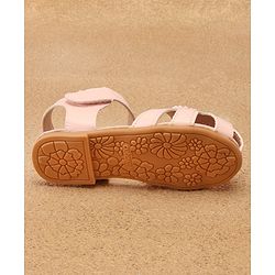 Cute Walk by Babyhug Velcro Closure Peep Toes with Floral Applique - Pink