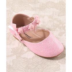 Cute Walk by Babyhug Velcro Closure Bellies with Lace Floral & Pearl Detailing - Pink