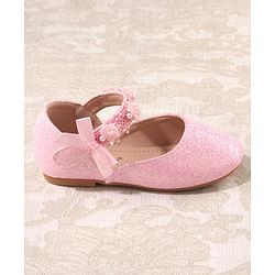 Cute Walk by Babyhug Velcro Closure Bellies with Lace Floral & Pearl Detailing - Pink