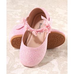 Cute Walk by Babyhug Velcro Closure Bellies with Lace Floral & Pearl Detailing - Pink