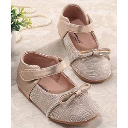 Cute Walk by Babyhug Bellies with Velcro Closure with Bow Applique - Golden