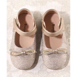 Cute Walk by Babyhug Bellies with Velcro Closure with Bow Applique - Golden