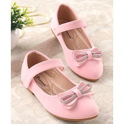 Cute Walk by Babyhug Studded & Bow Applique Bellies with Velcro Closure - Pink