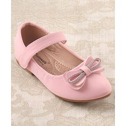 Cute Walk by Babyhug Studded & Bow Applique Bellies with Velcro Closure - Pink
