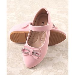 Cute Walk by Babyhug Studded & Bow Applique Bellies with Velcro Closure - Pink