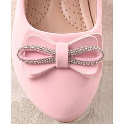 Cute Walk by Babyhug Studded & Bow Applique Bellies with Velcro Closure - Pink