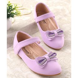 Cute Walk by Babyhug Studded & Bow Applique Bellies with Velcro Closure - Purple