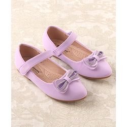 Cute Walk by Babyhug Studded & Bow Applique Bellies with Velcro Closure - Purple