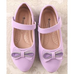 Cute Walk by Babyhug Studded & Bow Applique Bellies with Velcro Closure - Purple