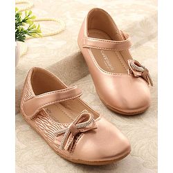 Cute Walk by Babyhug Studded Bellies with Bow Applique & Velcro Closure - Rose Gold